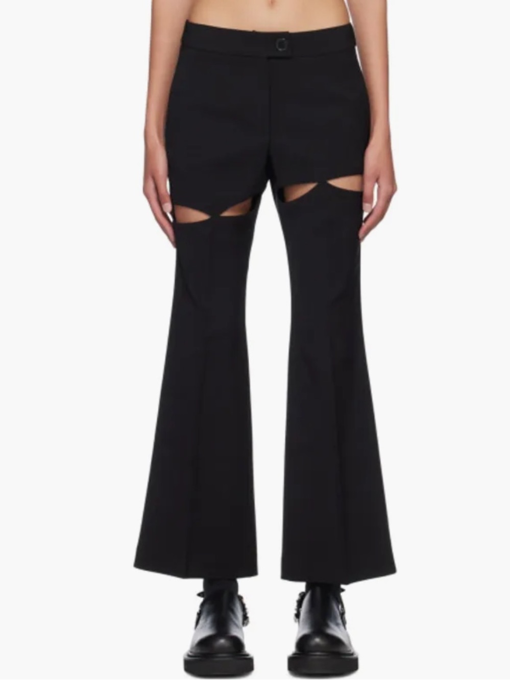 J KOO Black Cutout Trousers Flare Size Medium